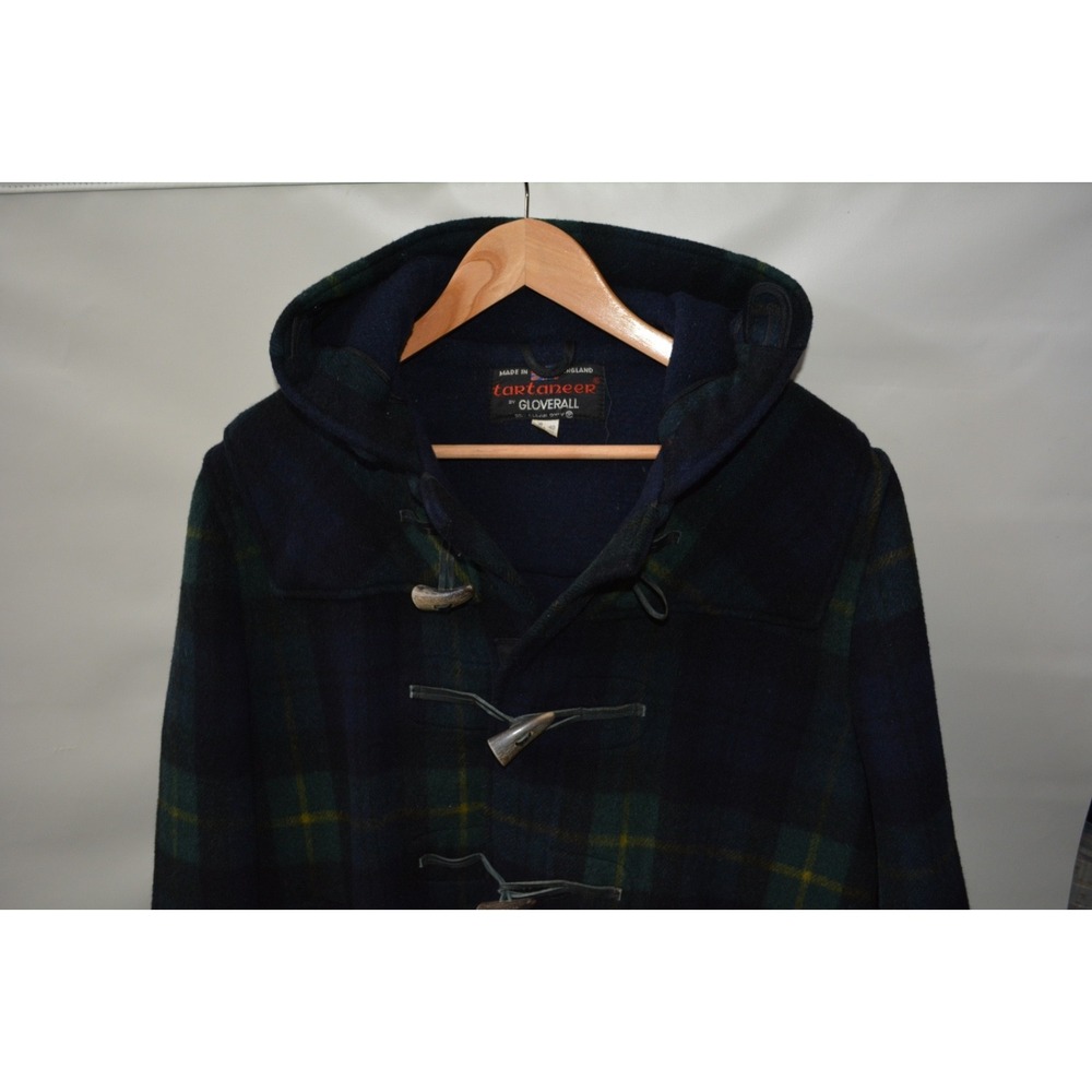 Vintage Gloverall Tartaneer Duffle Coat – Plaid Blue Green – Men's 40 – Hooded - Picture 2 of 5